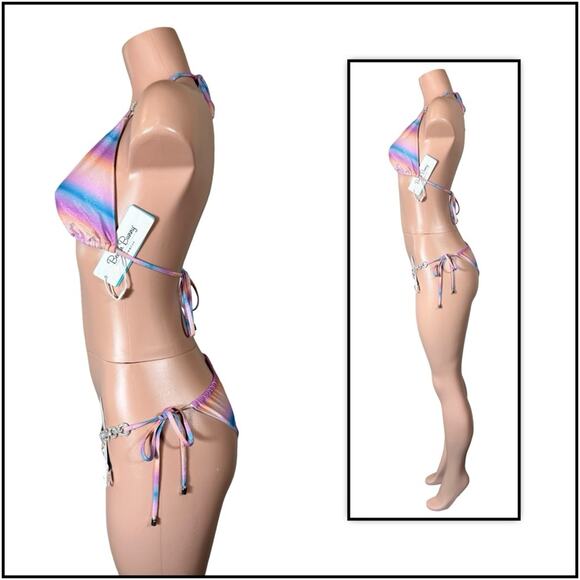 Beach Bunny Lover Triangle Top & Lover Tie Side Thong - Dawn Ombre $240 - Picture 4 of 12